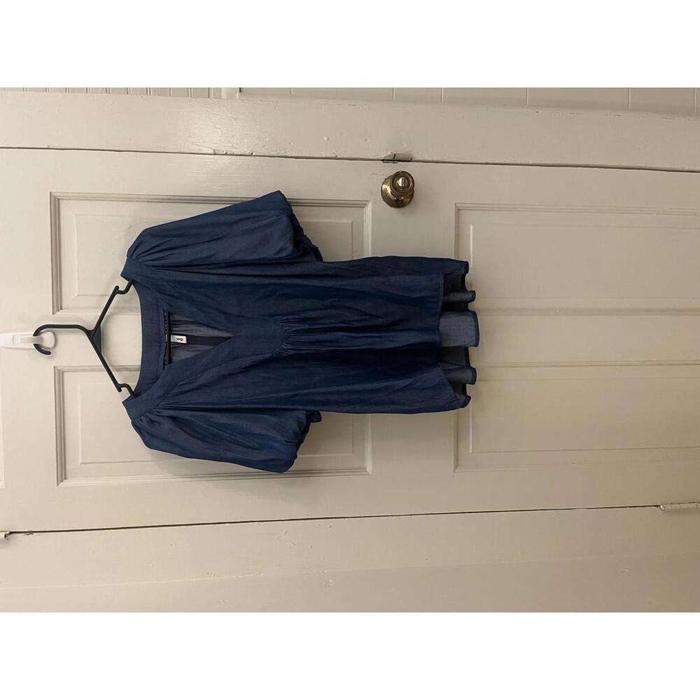 Chic Blue Puff Sleeve Blouse - Size Small